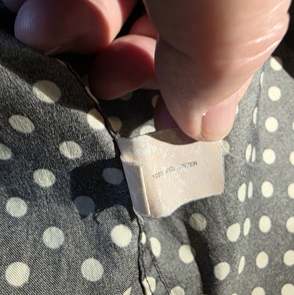 GAP Polka Dot Satin Blouse Black and White Tucks Y2K XL EUC - Picture 4 of 13